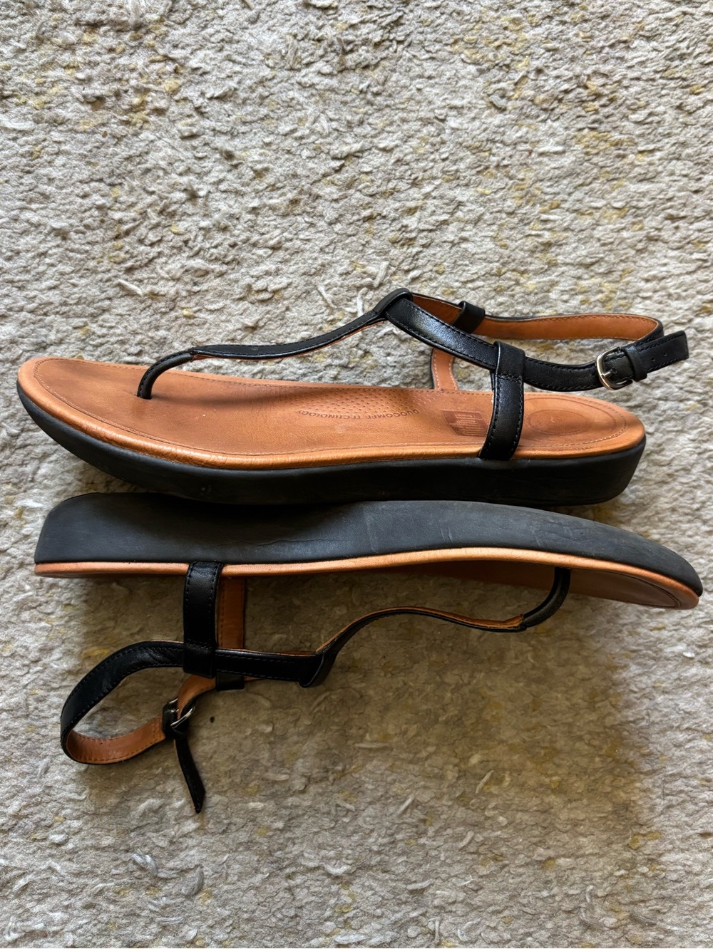 Fitflop Classic Black Thong Leather Women's Sandals Size 8 - Picture 4 of 5